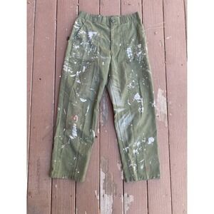 Vintage OG-107 Green Army Pants 32x29  Paint Splatter Distressed Fatigues